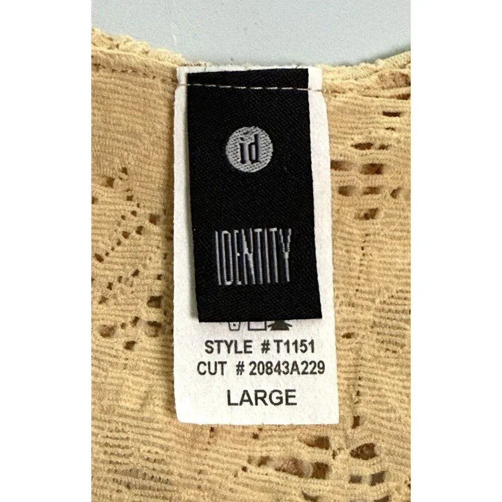 Vintage Y2K Identity Eyelet Lace Ruffle Front Tank Sz L Sleeveless Stretch 90s